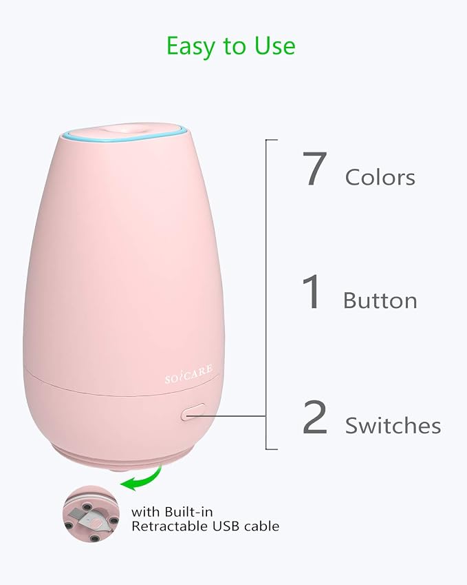 Car Diffuser,Small Portable Car Essential Oil Diffuser with Built-in USB Cable,Mini Aromatherapy Diffuser for