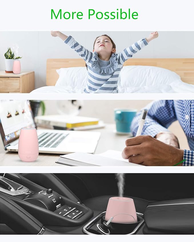 Car Diffuser,Small Portable Car Essential Oil Diffuser with Built-in USB Cable,Mini Aromatherapy Diffuser for