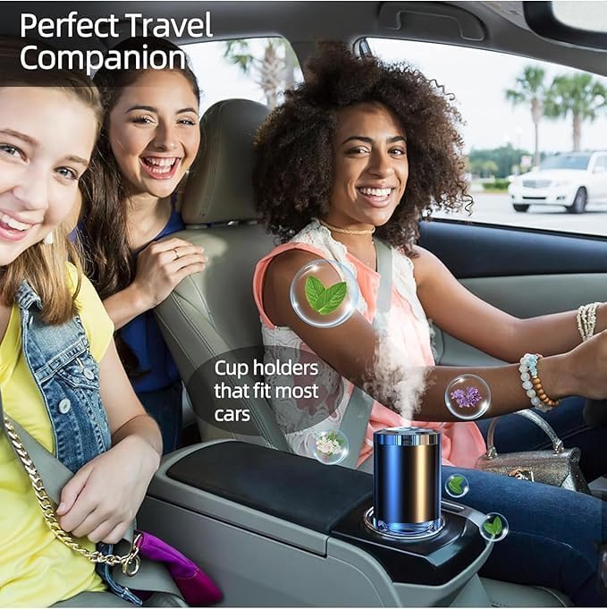 Car Essential Oil Diffuser, Mini USB Air Humidifier, LED Light, for Vehicle Home Office, alternate product view 4