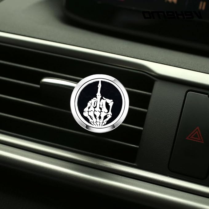 Car Essential Oil Diffuser Vent Clips Christma Locket with Vent Clip 10 Felt Pads Car Accessories(Skull Finger), alternate