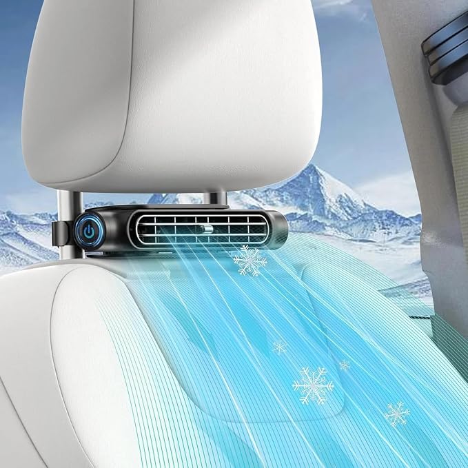 Car Fan for Driver and Passenger's Seat - Mini Portable USB Backseat Cooling Fan Kids Baby Quiet headrest Neck Fan