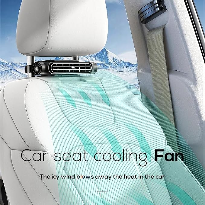 Car Fan for Driver and Passenger's Seat - Mini Portable USB Backseat Cooling Fan Kids Baby Quiet headrest Neck Fan