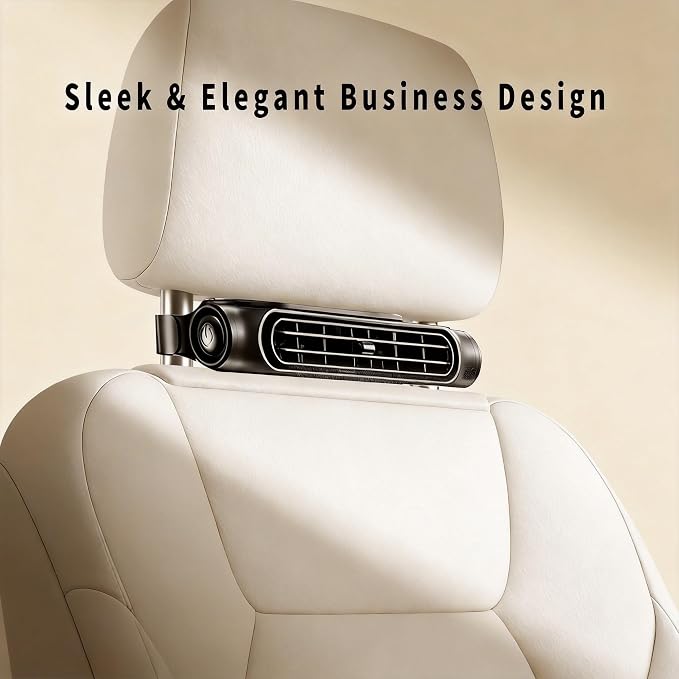 Car Fan with 4000mAh Battery, Portable Car Air Conditioner for Front or Back Seat Cooling, Easy Install Car Seat Fan for