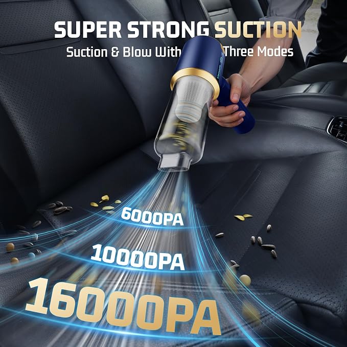 Car Handheld Vacuum Cordless: Car Vacuum Cleaner with 16000Pa Ultra-Strong Suction, Brushless Motor & HEPA Filter, alternate