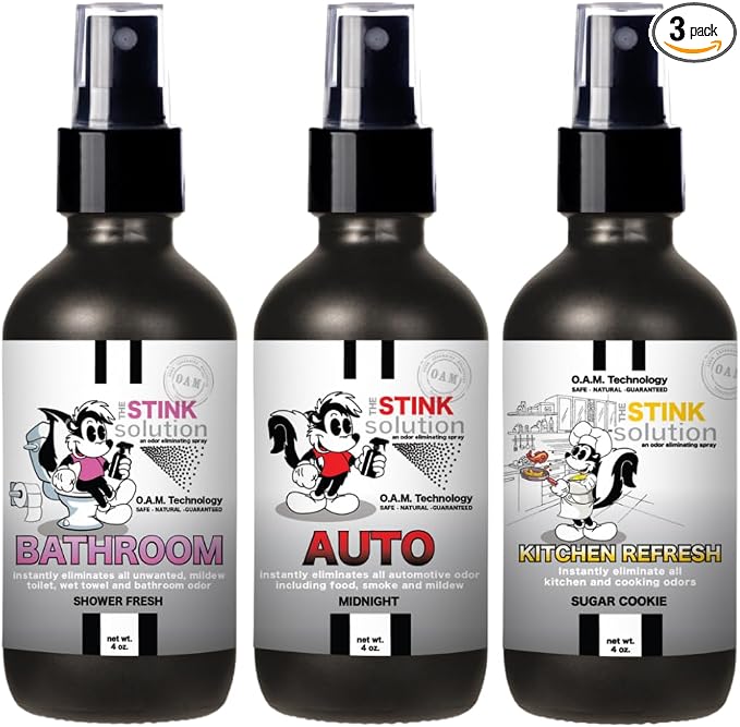 Car, Kitchen, & Bathroom Odor Eliminator Spray | Trash Can & Toilet Deodorizer, Kitchen Spray, Garbage Odor Remover | 3 4 oz