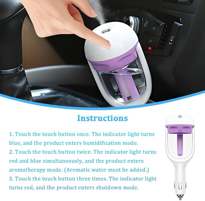 Car Mini Humidifier, Auto Shut-Off 180-Degree Rotation Small Vehicle Purifier Diffuser for Travel, alternate product view 5
