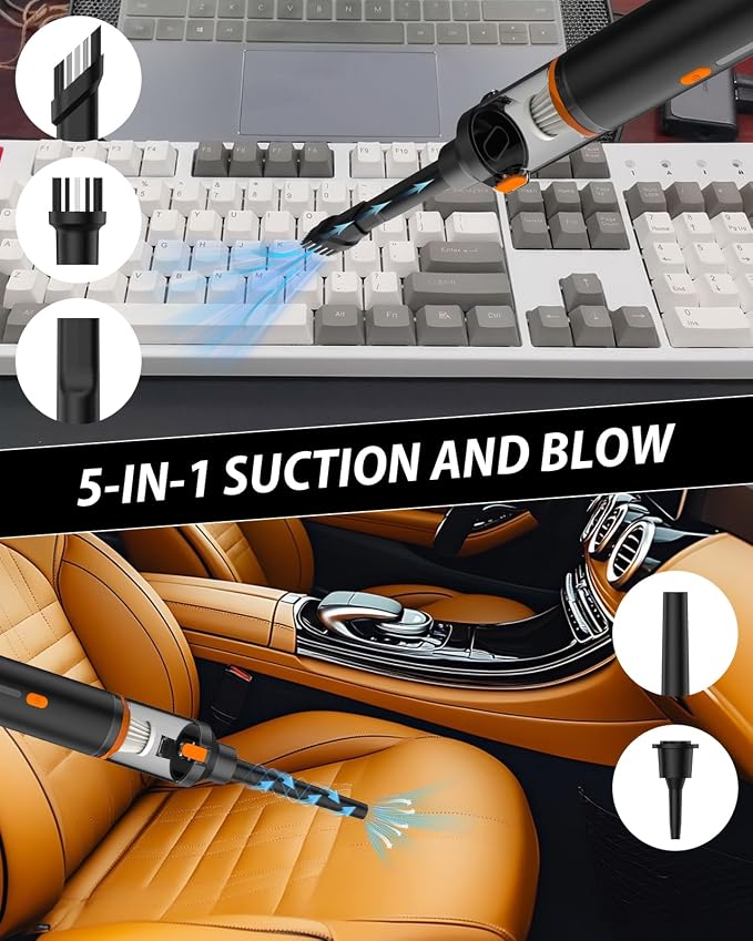 Car Vacuum 19000Pa Powerful Suction, Cordless Handheld Vacuum Cleaner & Air Duster, Portable Hand Held Mini Vacuum