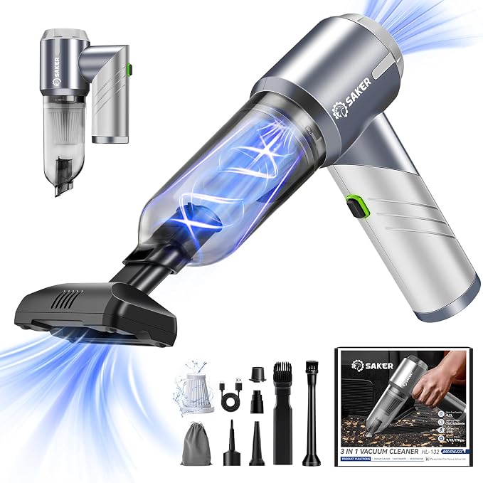 Car Vacuum Cleaner 17000PA Foldable Mini Handheld Vacuums Portable Cordless with Brushless Motor for Gifts