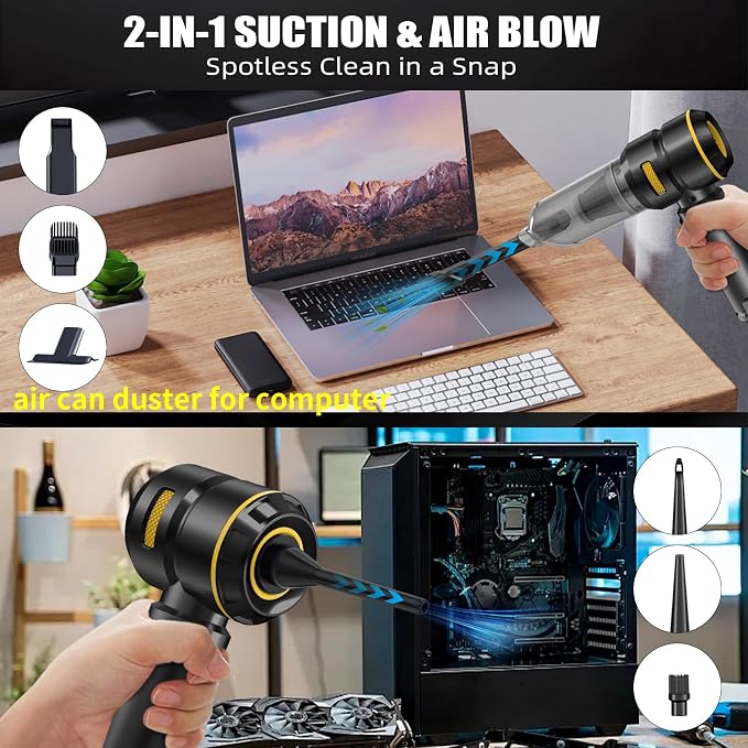 Car Vacuum Cleaner High Power - 22000PA Portable Cars Vacuum 4 in 1 Compressed Air Duster & Air Blower & Pump Hand Held