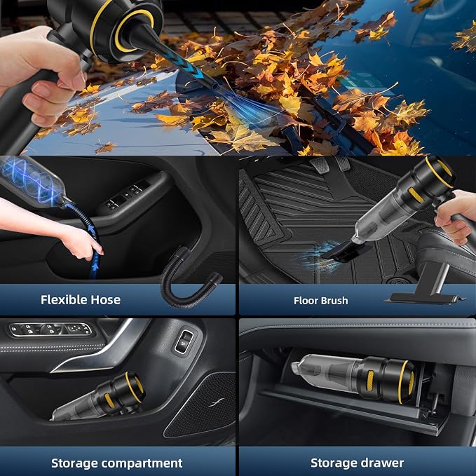 Car Vacuum Cleaner High Power - 22000PA Portable Cars Vacuum 4 in 1 Compressed Air Duster & Air Blower & Pump Hand Held