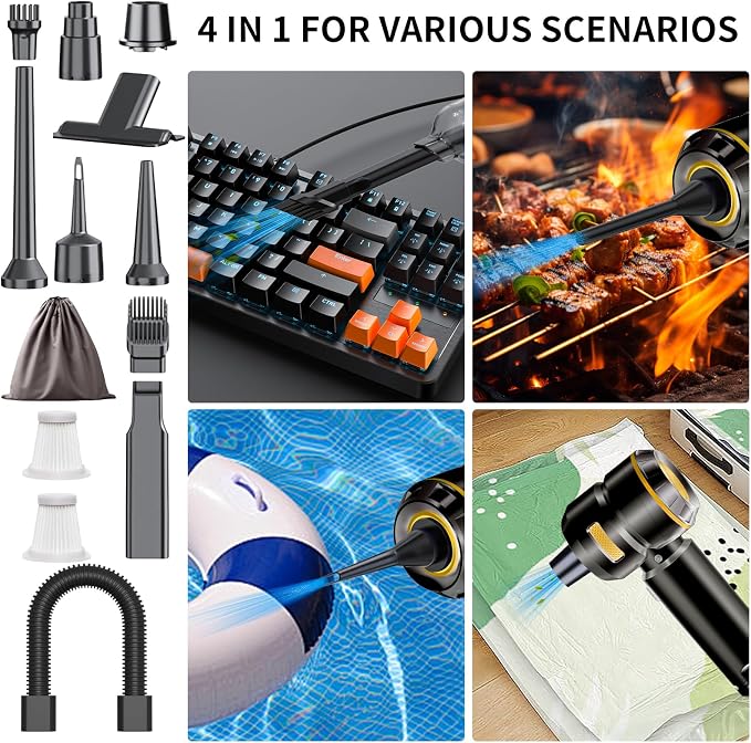 Car Vacuum Cleaner High Power - 22000PA Portable Cars Vacuum 4 in 1 Compressed Air Duster & Air Blower & Pump Hand Held
