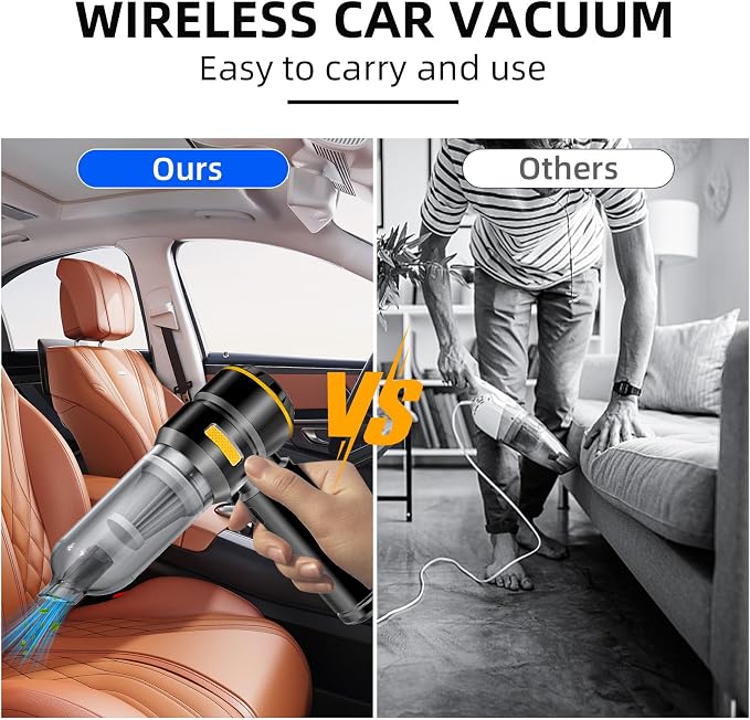 Car Vacuum Cleaner High Power - 22000PA Portable Cars Vacuum 4 in 1 Compressed Air Duster & Air Blower & Pump Hand Held