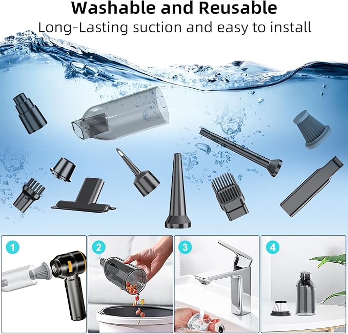 Car Vacuum Cleaner High Power - 22000PA Portable Cars Vacuum 4 in 1 Compressed Air Duster & Air Blower & Pump Hand Held