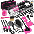 Car Vacuum Cordless Rechargeable, 8000PA High Power Handheld Vacuum Cleaner with 17PCS Car Cleaning Kit, Pink Auto