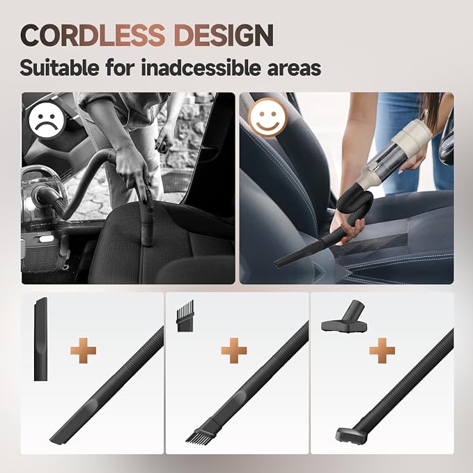 Car Vacuum, Handheld Car Vacuum Cleaner Cordless with Brushless Motor, 20000PA Suction High Power Rechargeable Vacuum Cleaner