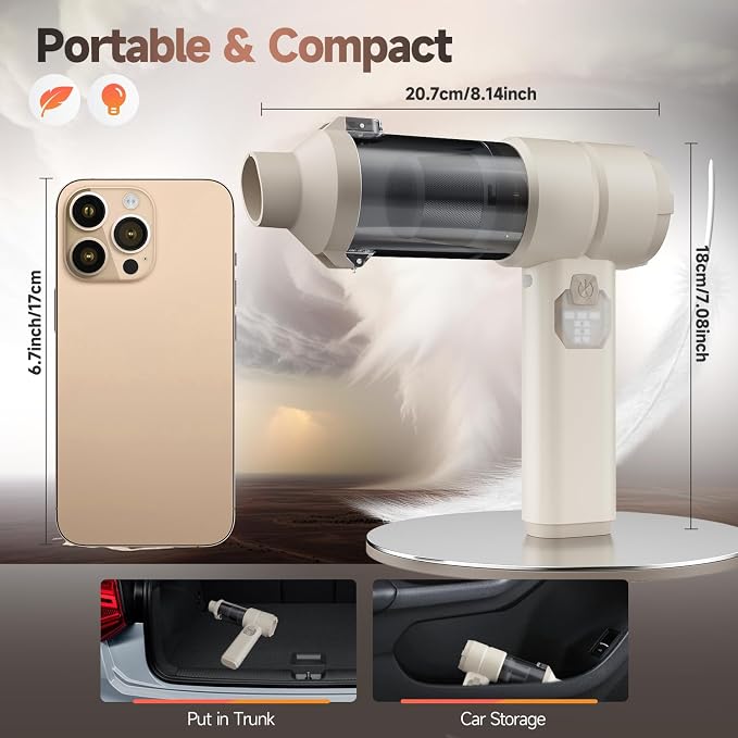 Car Vacuum, Handheld Car Vacuum Cleaner Cordless with Brushless Motor, 20000PA Suction High Power Rechargeable Vacuum Cleaner