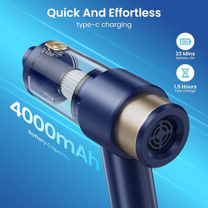 Car Vacuum Handheld Vacuum Cleaner, 15000PA Suction, Mini Vacuums with Air Duster and Blower, Portable Hand Held Vacuum for