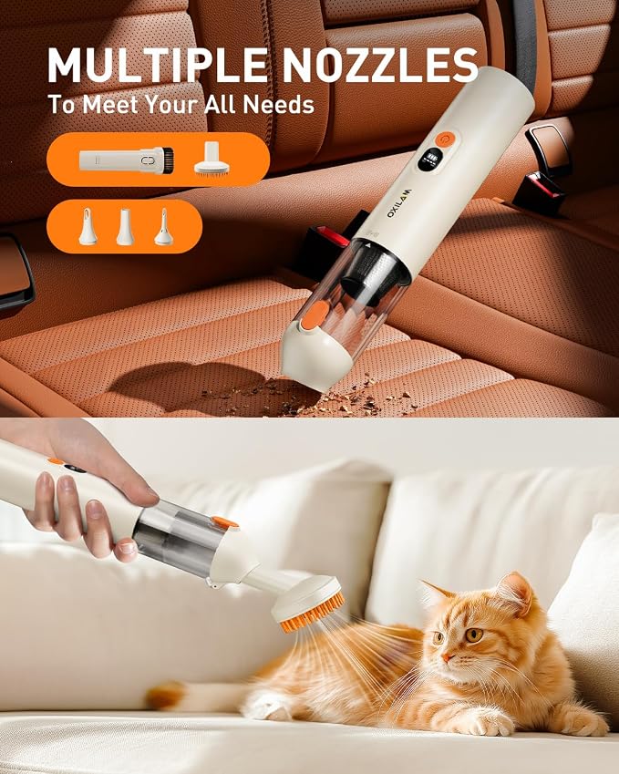 Car Vacuum Handheld Vacuum Portable Cordless-14000PA High Power, Blow & Suction 2 in 1, Up to 30 Mins Runtime, Small Vacuum