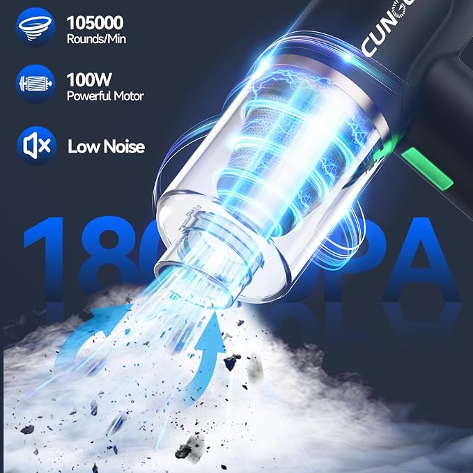 Car Vacuum Handheld Vacuum Portable Cordless, 18000Pa 5 in 1, 100W Brushless Motor, High Power Vacuum Cleaner with Window