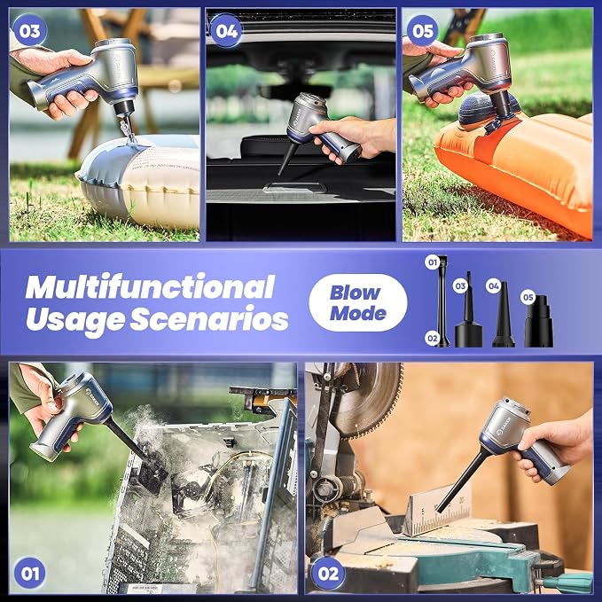 Car Vacuum Portable Cordless 15000PA,3 in 1 Handheld Vacuum with Brushless Motor for Car, Office and Home Cleaning Blue