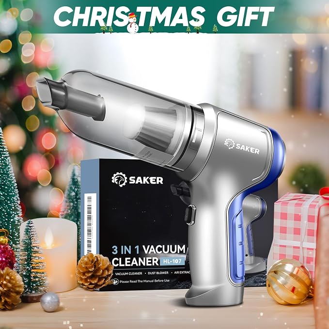 Car Vacuum Portable Cordless 15000PA,3 in 1 Handheld Vacuum with Brushless Motor for Car, Office and Home Cleaning Blue