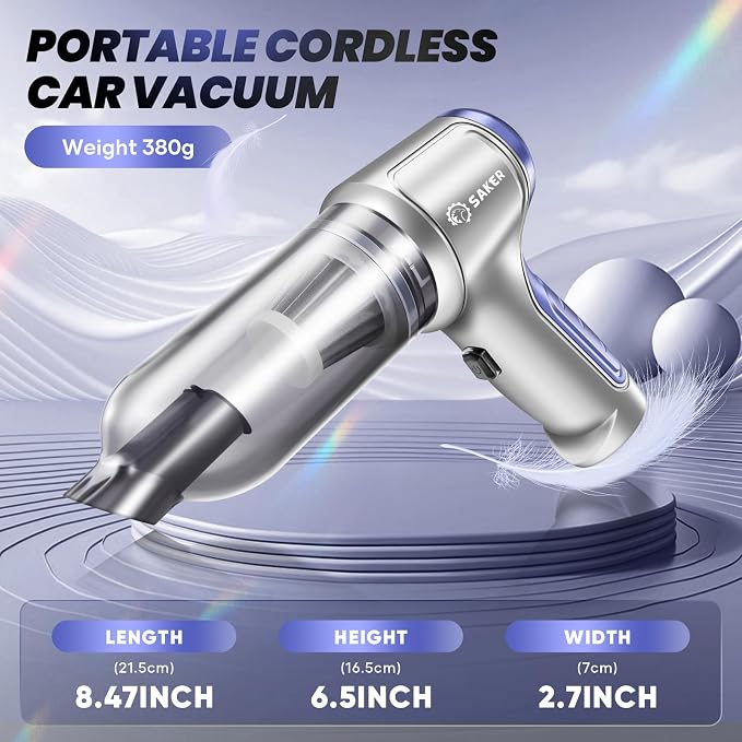 Car Vacuum Portable Cordless 15000PA,3 in 1 Handheld Vacuum with Brushless Motor for Car, Office and Home Cleaning Blue