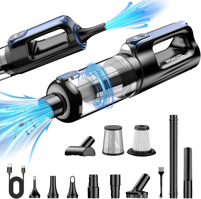 Car Vacuum Portable Cordless, 18000Pa 2 in 1 Vacuum Cleaner&Air Duster, 130W Brushless Motor Handheld Vacuum Cordless with