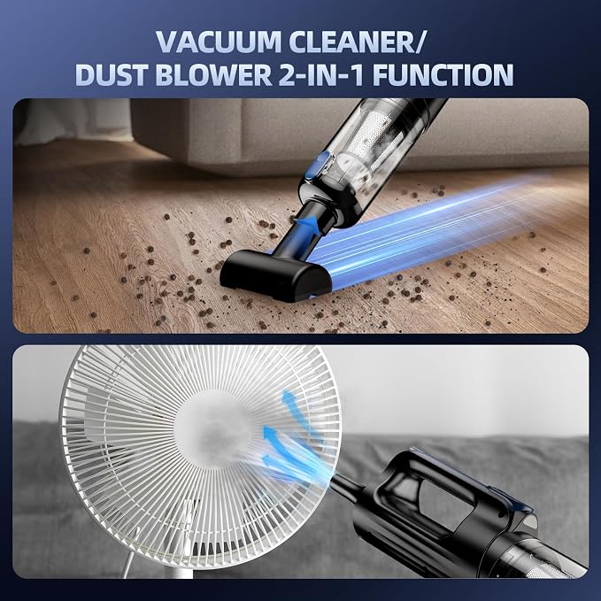 Car Vacuum Portable Cordless, 18000Pa 2 in 1 Vacuum Cleaner&Air Duster, 130W Brushless Motor Handheld Vacuum Cordless with