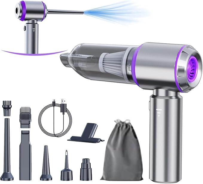 Car Vacuum Portable Cordless 20000PA High Power 4-in-1 Compressed Air Duster & Air Blower & Pump Hand Held Vacuum with