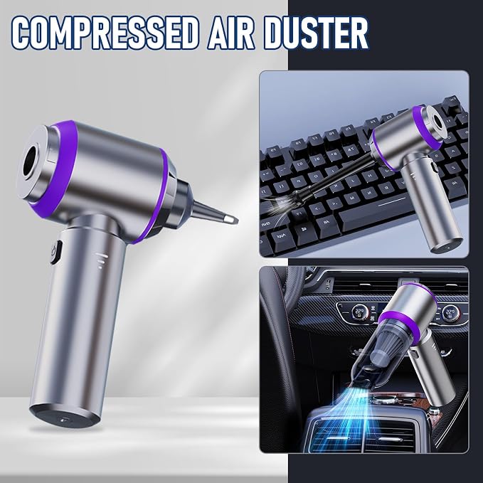 Car Vacuum Portable Cordless 20000PA High Power 4-in-1 Compressed Air Duster & Air Blower & Pump Hand Held Vacuum with