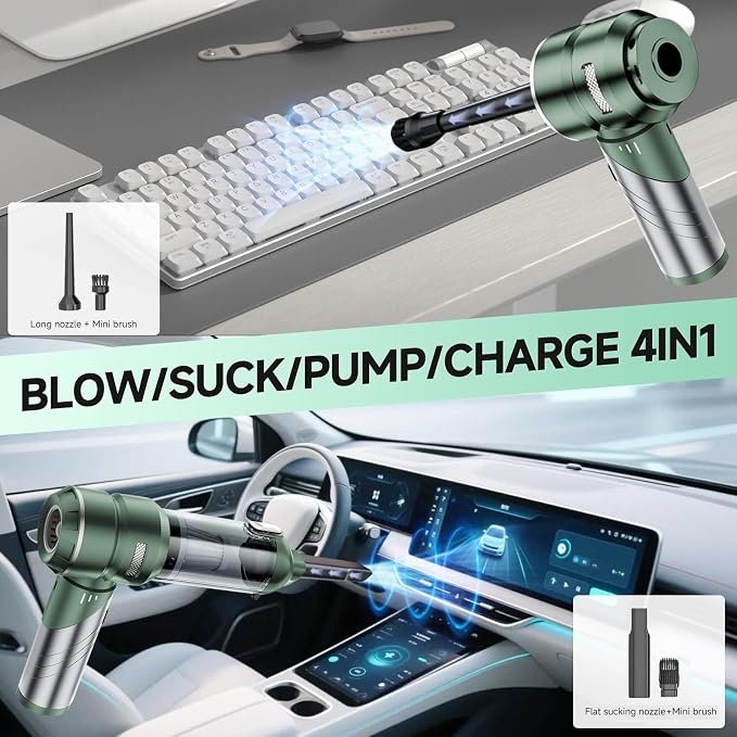 Car Vacuum Portable Cordless 22000PA High Power Handheld Mini Vacuum Cleaner Rechargeable Foldable with Brushless Motor Air