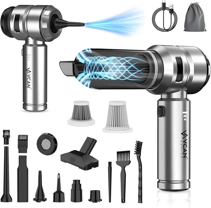 Car Vacuum Portable Cordless 22000PA High Power with Brushless Motor 4-in-1 Compressed Air Duster & Air Blower & Pump Hand