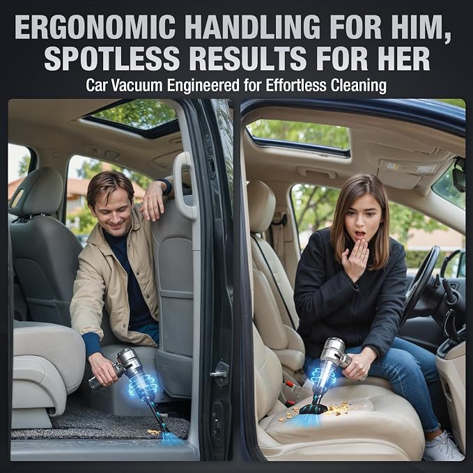 Car Vacuum Portable Cordless 22000PA High Power with Brushless Motor 4-in-1 Compressed Air Duster & Air Blower & Pump Hand