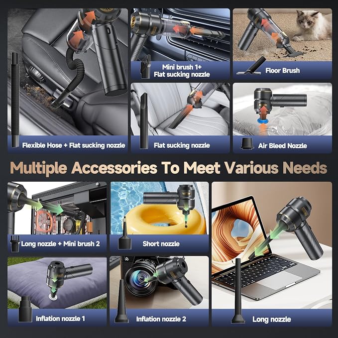 Car Vacuum Portable Cordless, Foldable Handheld Vacuum with Brushless Motor, alternate product view 4