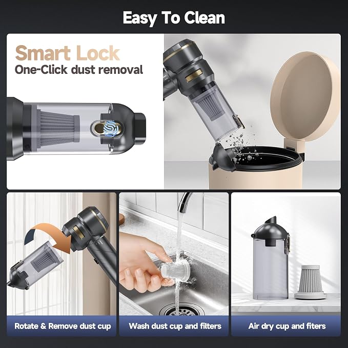 Car Vacuum Portable Cordless, Foldable Handheld Vacuum with Brushless Motor, alternate product view 7
