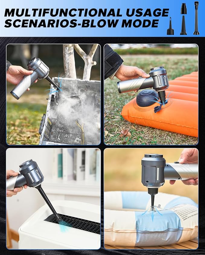 Car Vacuum Portable Cordless, Foldable Mini Handheld Vacuum Cordless and Air Duster 17000PA High Power Vacuum Cleaners for