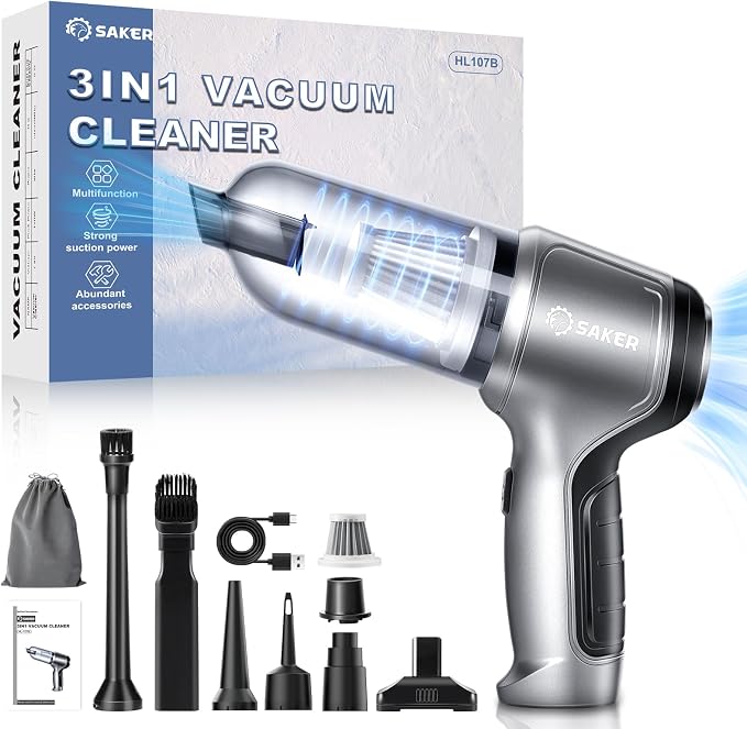 Car Vacuum Portable Cordless Handheld Car Vacuum 15000PA High Power with Brushless Motor and Blower for Cars,Office,Home