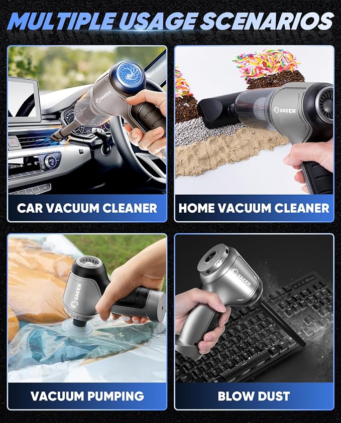 Car Vacuum Portable Cordless Handheld Car Vacuum 15000PA High Power with Brushless Motor and Blower for Cars,Office,Home