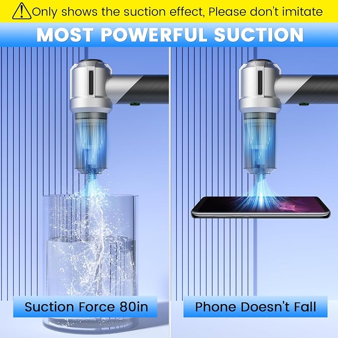 Car Vacuum Portable Cordless with 18000PA Super Suction, 4 in 1 Portable Air Blower/Car Vacuum 90°Foldable Handheld