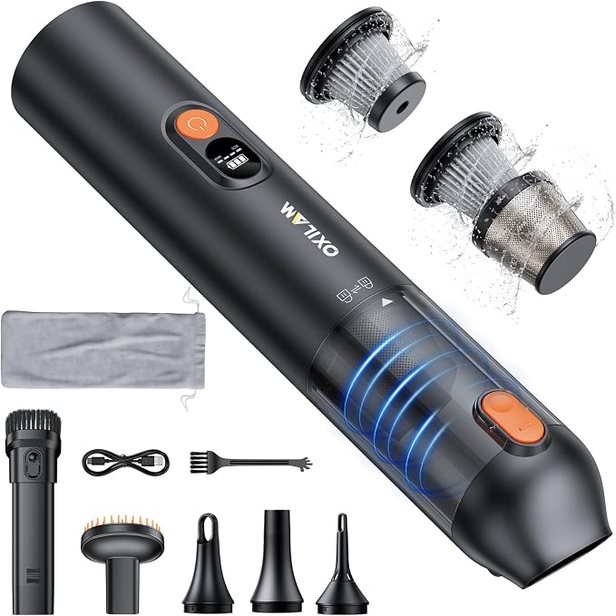 Car Vacuum Portable - Handheld Vacuum Cordless 14000PA High Power, Blow & Suction 2 in 1, Up to 30 Mins Runtime, Cordless