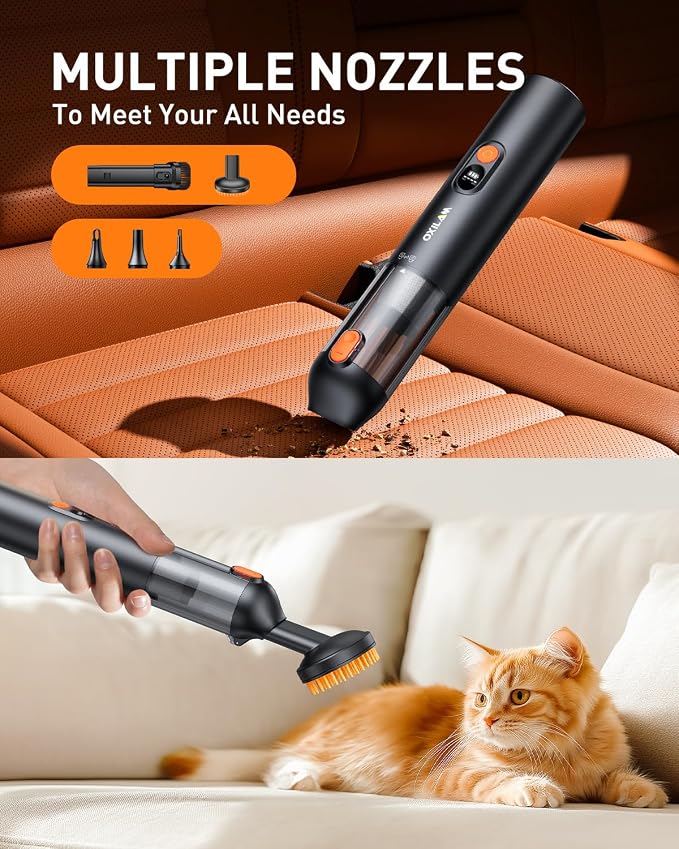 Car Vacuum Portable - Handheld Vacuum Cordless 14000PA High Power, Blow & Suction 2 in 1, Up to 30 Mins Runtime, Cordless