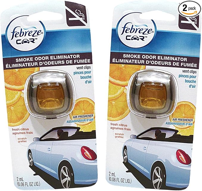 Car Vent Clips Air Freshener Smoke Odor Eliminator, Citrus Scent 2 Pack, product image