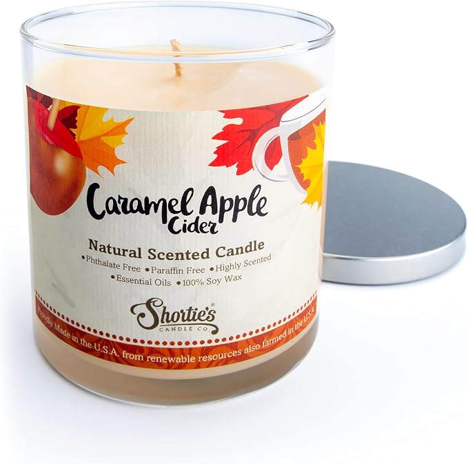 Caramel Apple Cider Scented Natural Soy Candle, Essential Fragrance Oils, 100% Soy, Phthalate & Paraben Free, product image