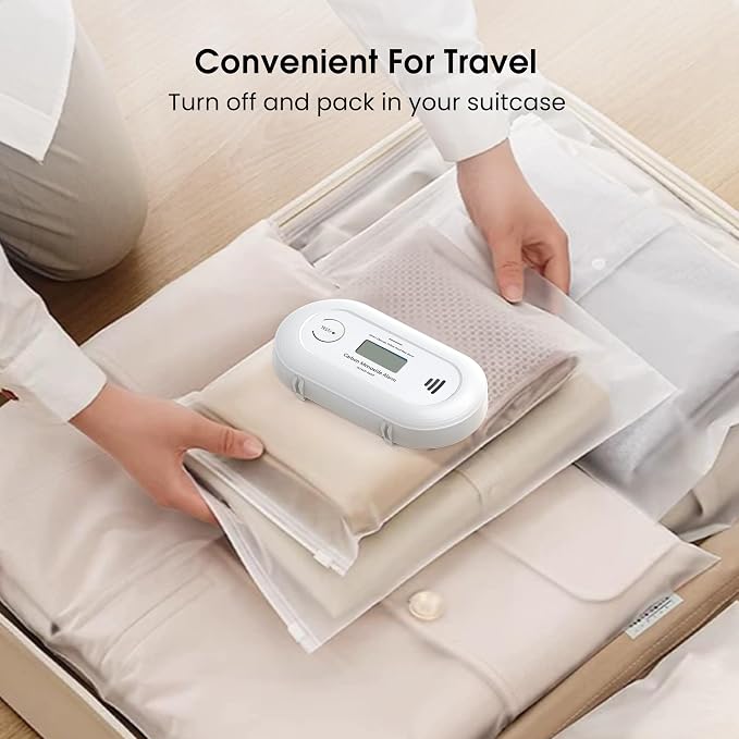 Carbon Monoxide Alarm Detector, 10-Year Sealed Battery Travel CO Detector with Digital LCD Display, Battery Powered CO Alarm