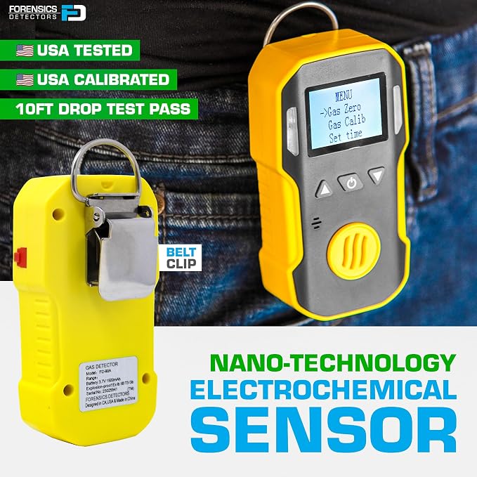 Carbon Monoxide CO Meter by | USA NIST Calibration | Dust & Explosion Proof | USB Recharge | Sound, Light and, alternate view