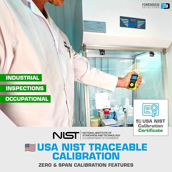 Carbon Monoxide CO Meter by | USA NIST Calibration | Dust & Explosion Proof | USB Recharge | Sound, Light and, alternate view