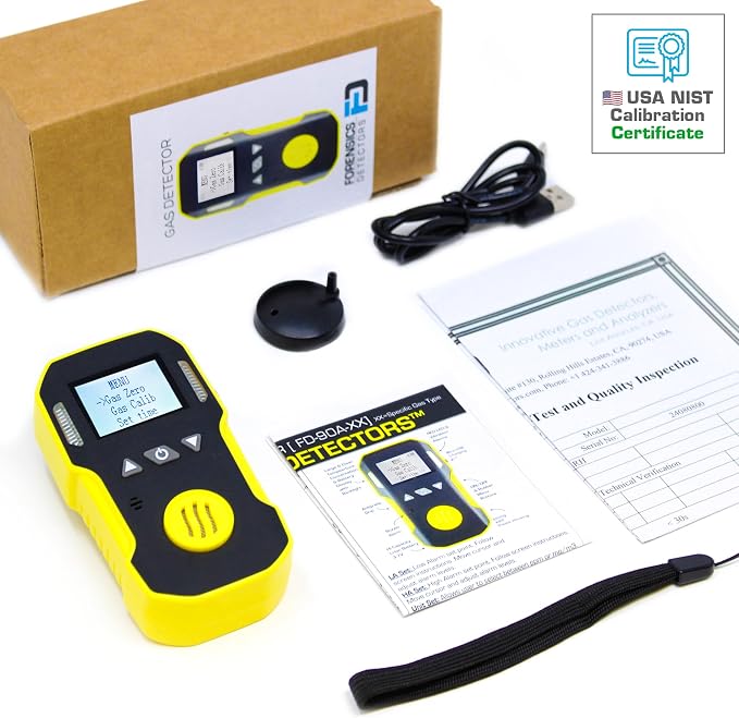 Carbon Monoxide CO Meter by | USA NIST Calibration | Dust & Explosion Proof | USB Recharge | Sound, Light and, alternate view