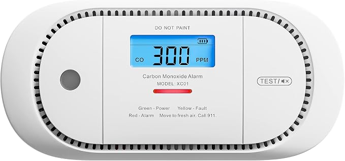 Carbon Monoxide Detector Alarm with Digital LCD Display, Replaceable Battery CO Alarm Detector with Peak Value
