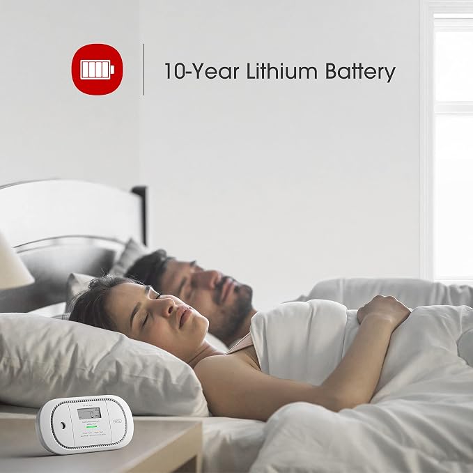 Carbon Monoxide Detector Alarm with Digital LCD Display, Replaceable Battery CO Alarm Detector with Peak Value, alternate