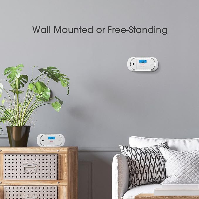 Carbon Monoxide Detector Alarm with Digital LCD Display, Replaceable Battery CO Alarm Detector with Peak Value, alternate